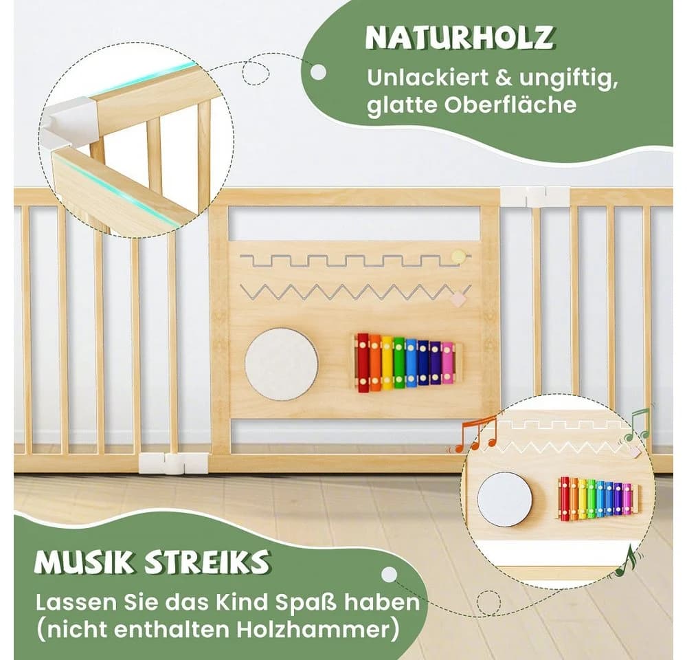 Meulbaty Laufstall Baby Laufgitter Holz 160x160x61cm - Bild 4
