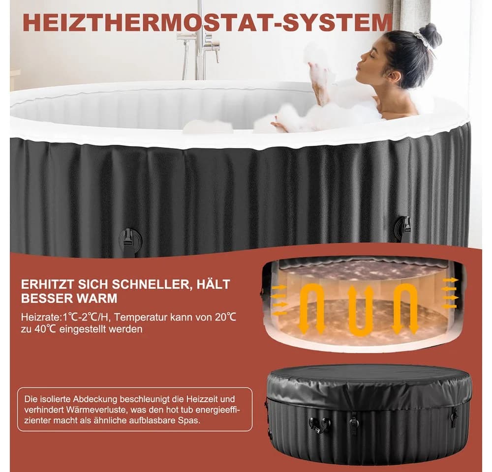 Meulbaty Whirlpool aufblasbar MSpa Tekapo 2-4 Personen Schwarz/Weiß