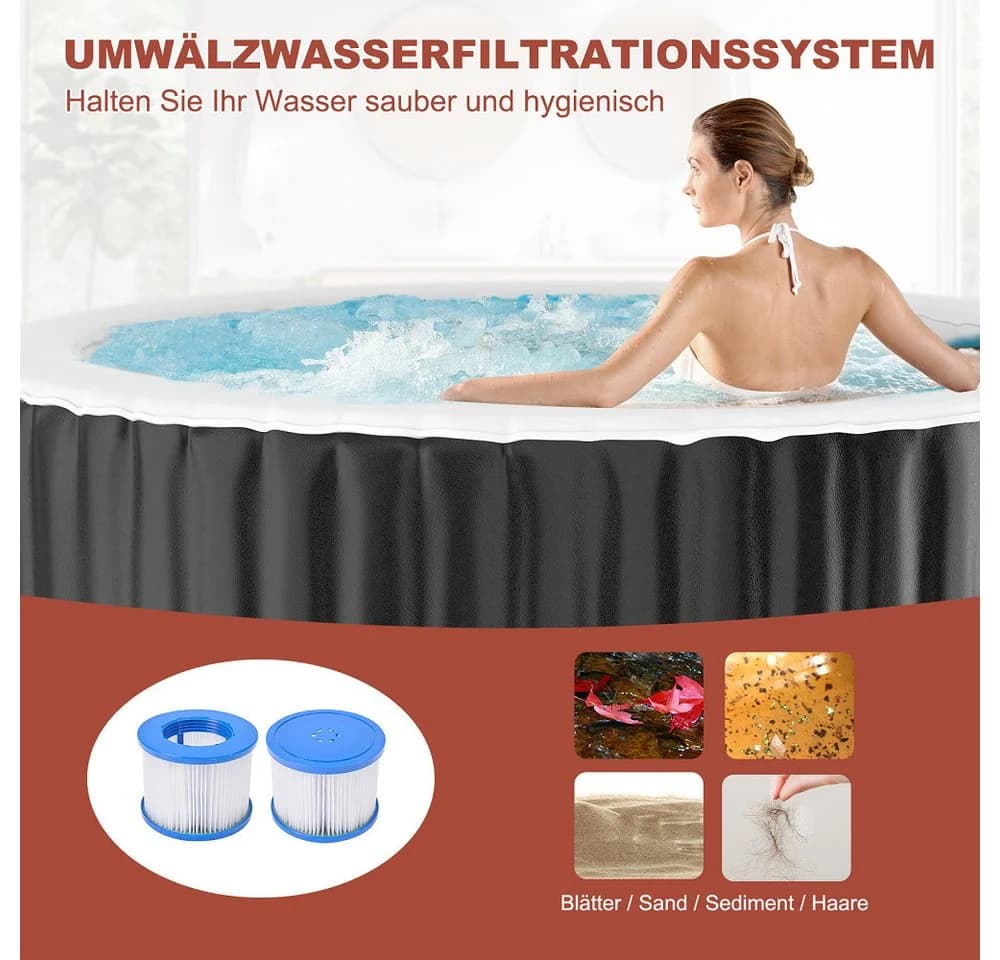 Meulbaty Whirlpool aufblasbar MSpa Tekapo 2-4 Personen Schwarz/Weiß - Bild 3