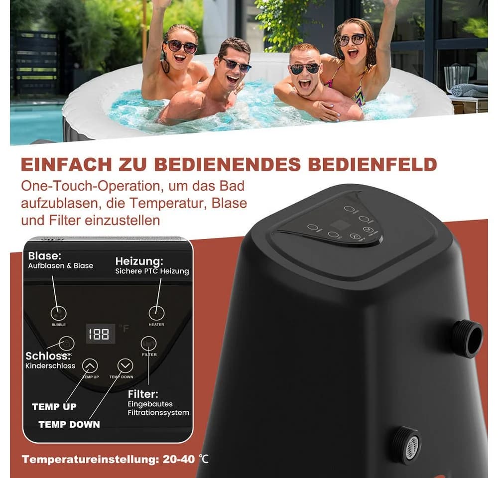 Meulbaty Whirlpool aufblasbar MSpa Tekapo 2-4 Personen Schwarz/Weiß - Bild 4