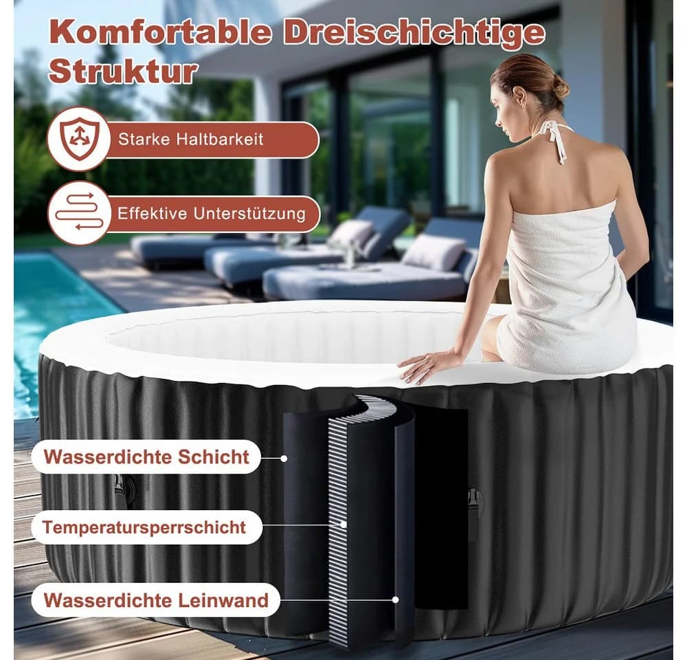 Meulbaty Whirlpool aufblasbar MSpa Tekapo 2-4 Personen Schwarz/Weiß - Bild 5