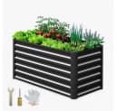 Meulbaty Blumenkasten Hochbeet Metall Schwarz Rechteckig Bild 2