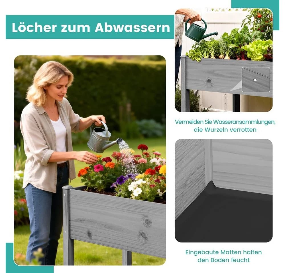Meulbaty Hochbeet Kiefernholz 80 cm Arbeitshöhe - Bild 5