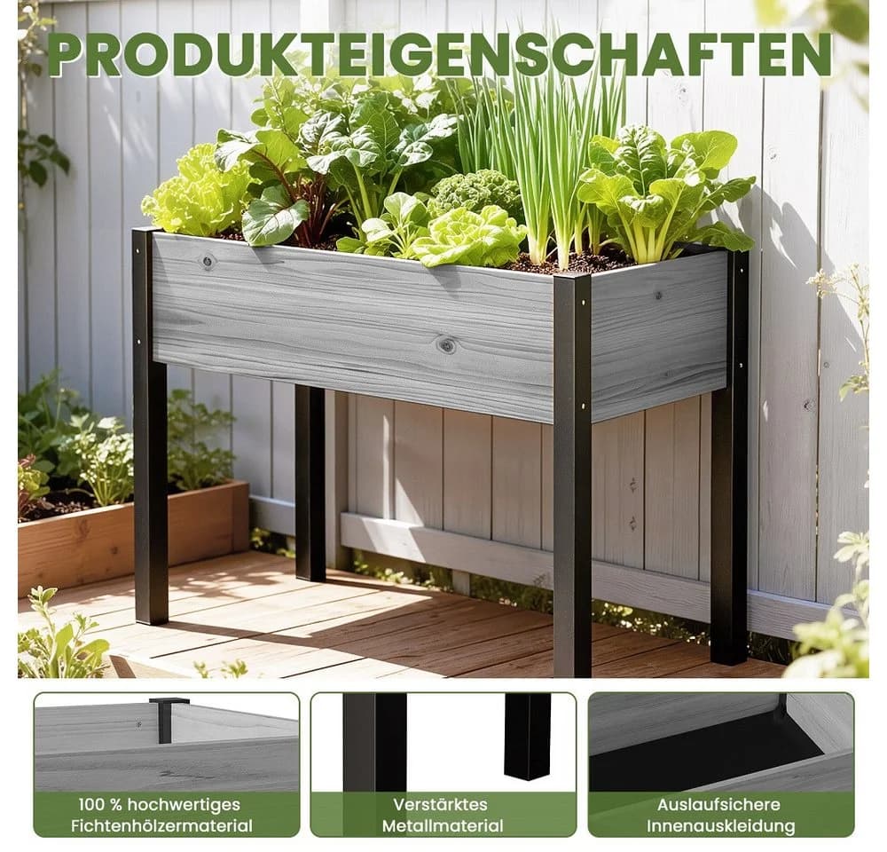 Meulbaty Hochbeet Massivholz Metallbeine 80 cm - Bild 4