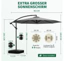 Meulbaty Ampelschirm 300 cm Grau mit Standfuß Bild 1