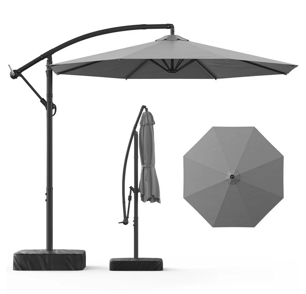 Meulbaty Ampelschirm 300 cm Grau mit Standfuß - Bild 2
