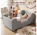 Meulbaty Kinderbett 140x70 cm Grau Wolkenform Samt Bild 1