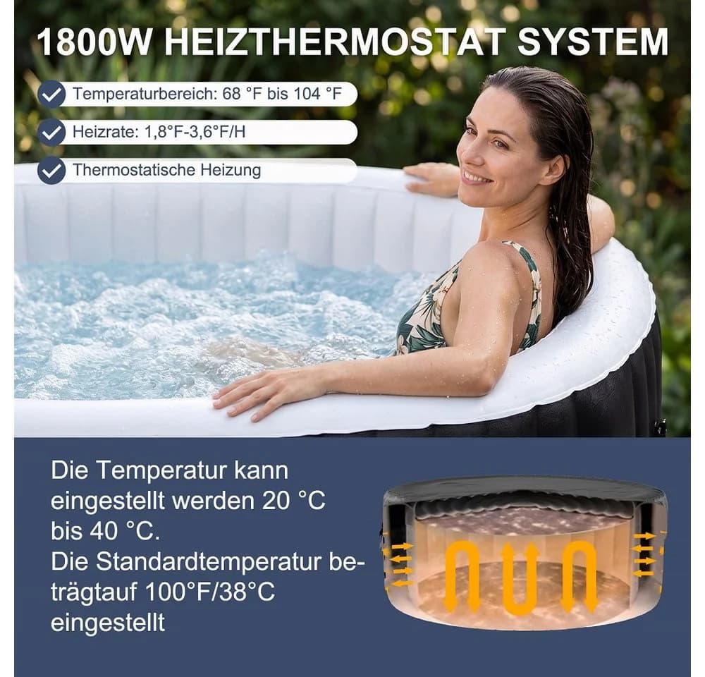 Meulbaty Aufblasbarer Whirlpool für 2 Personen mit 90 Massagedüsen - Bild 5