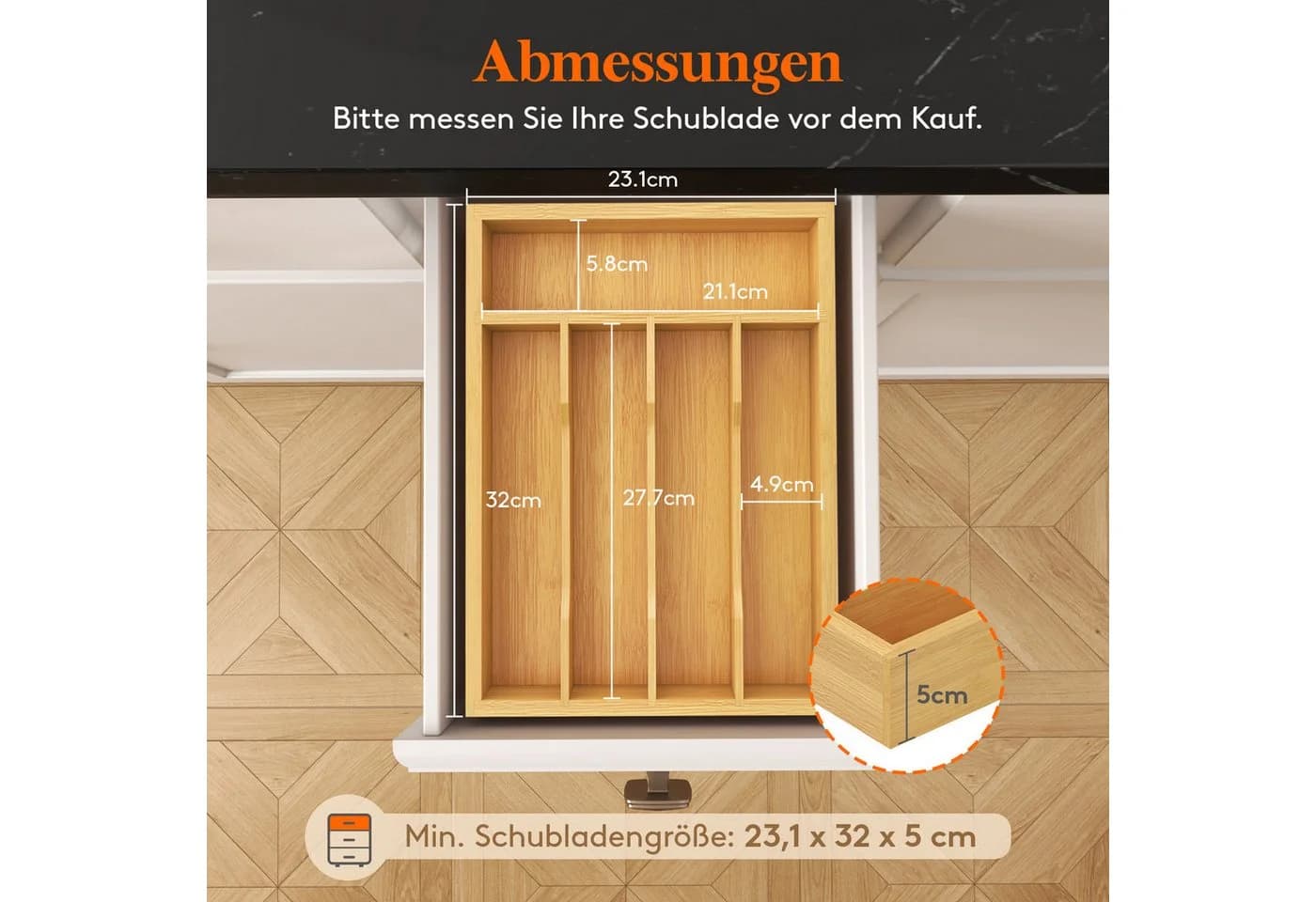 Lifewit Besteckeinsatz für Schublade - 1 St. Besteckorganisator