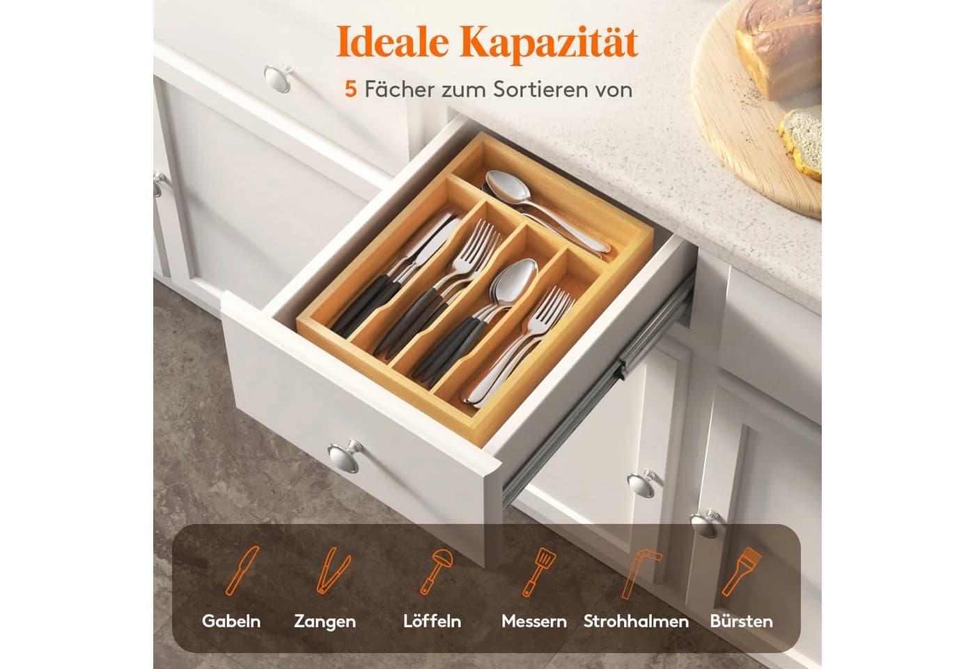 Lifewit Besteckeinsatz für Schublade - 1 St. Besteckorganisator - Bild 4