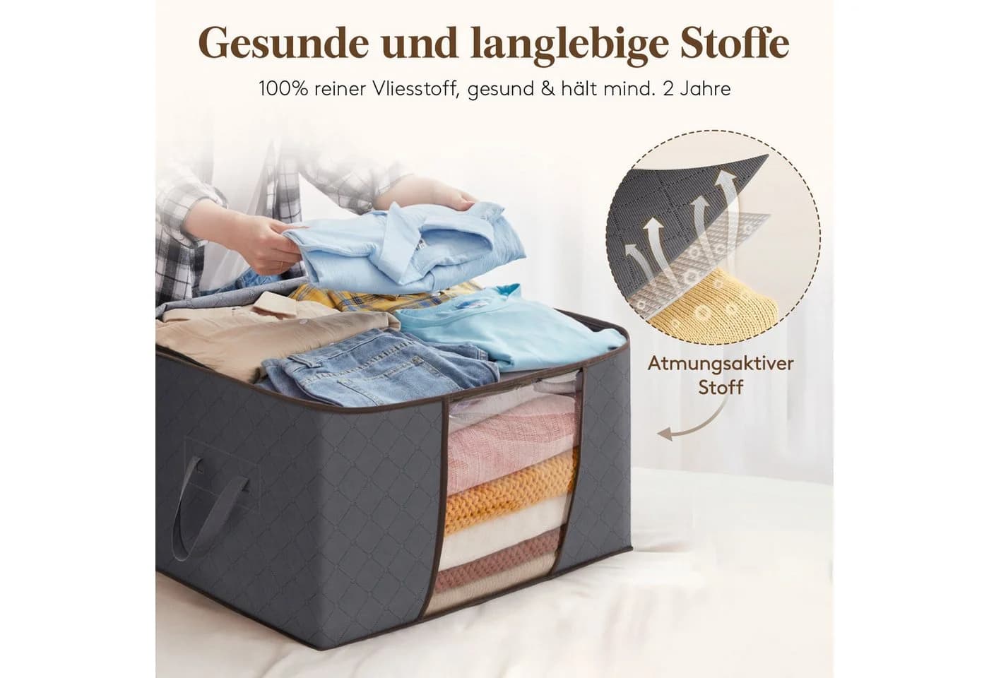 Lifewit Aufbewahrungstasche mit Deckel 8er Set Grau Faltbar - Bild 3