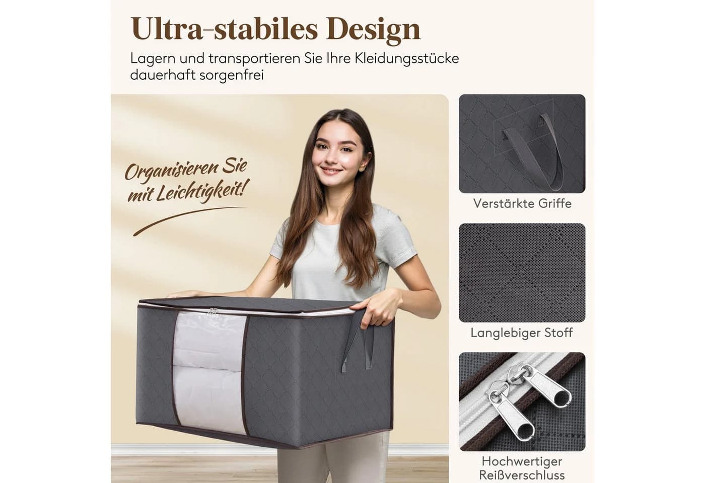 Lifewit Aufbewahrungstasche mit Deckel 8er Set Grau Faltbar - Bild 4