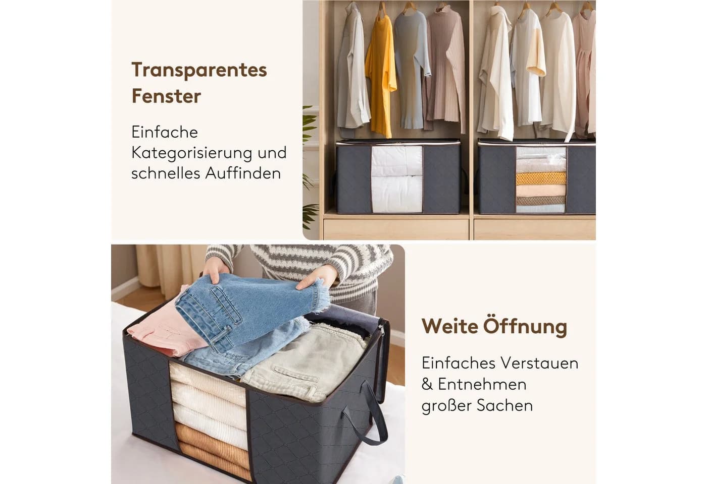 Lifewit Aufbewahrungstasche mit Deckel 8er Set Grau Faltbar - Bild 5