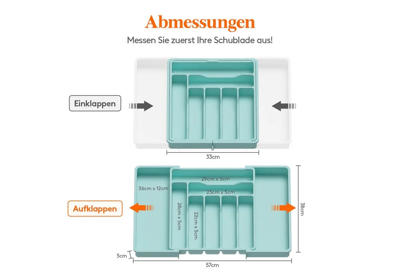Lifewit Verstellbarer Besteckeinsatz Türkis Kunststoff - Bild 3