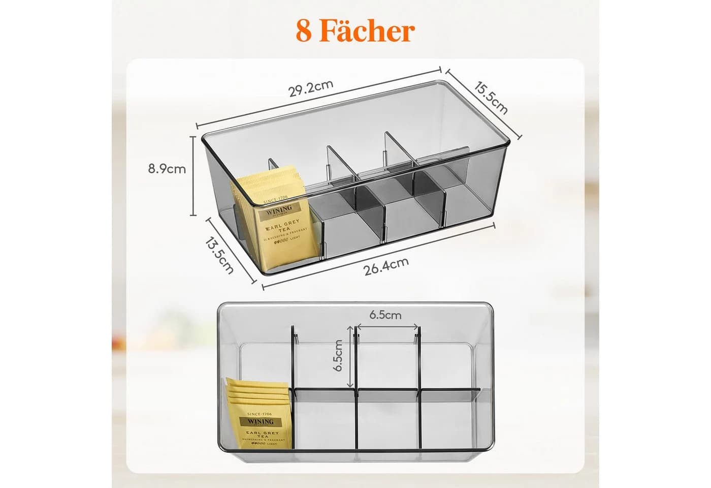 Lifewit Teebox 2er Set Stapelbar Transparent Schwarz - Bild 4