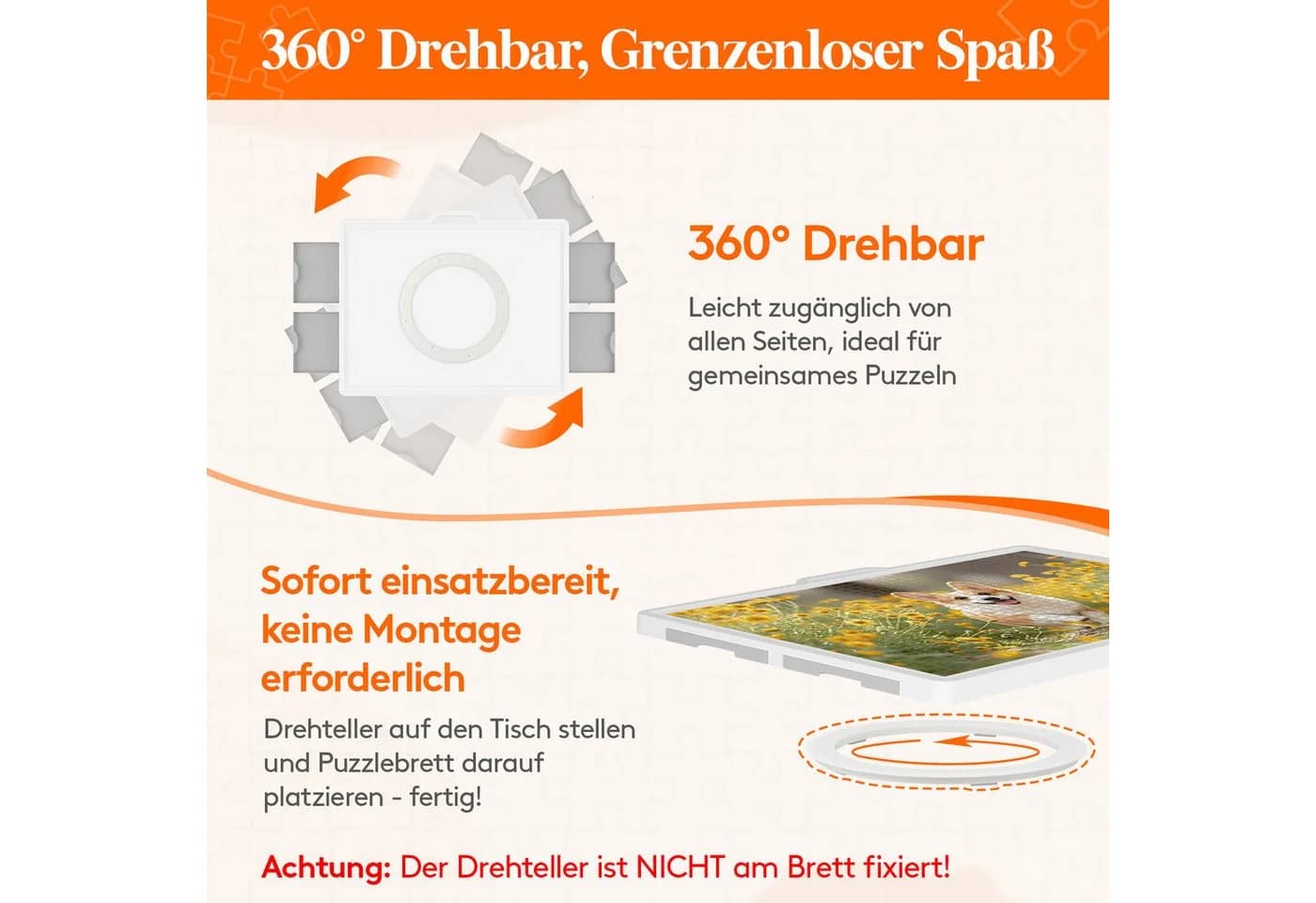Lifewit Puzzleunterlage Weiß mit Filzmatte & 4 Schubladen - Bild 3