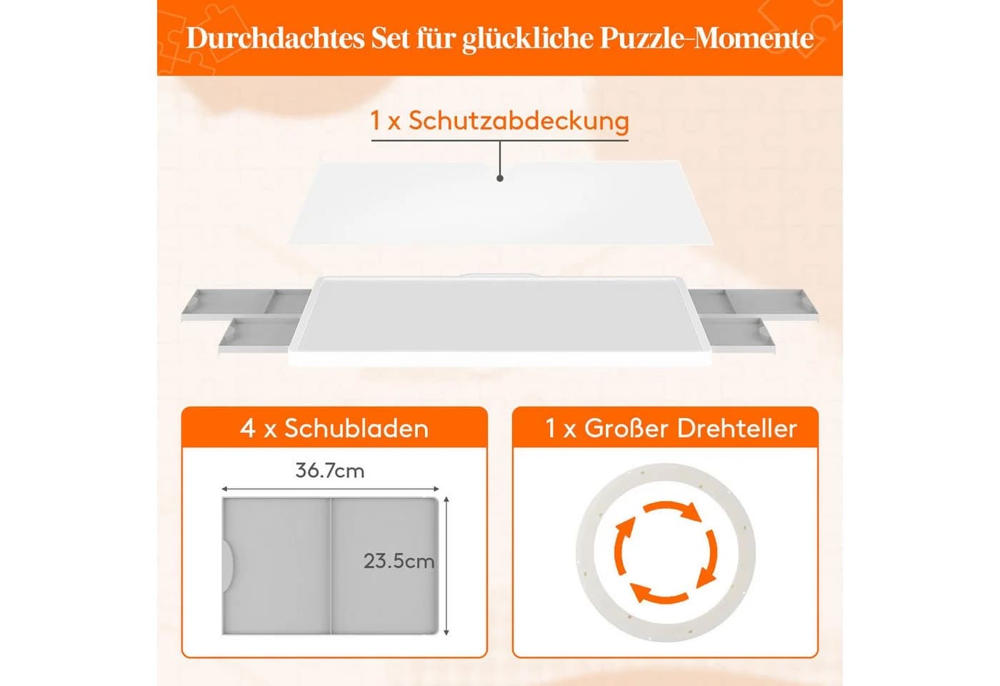 Lifewit Puzzleunterlage Weiß mit Filzmatte & 4 Schubladen - Bild 4