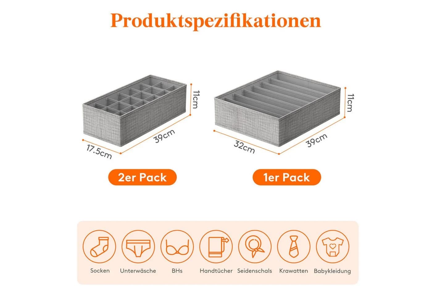 Lifewit Aufbewahrungsdose Double Organizer für Kommode & Kleiderschrank (3 St) - Bild 3
