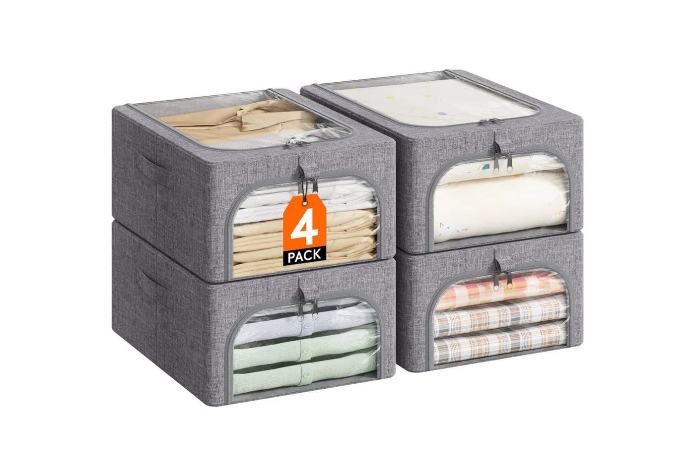 Lifewit Aufbewahrungsboxen Set 4 St. mit Klarsichtfenster & Griffe - Bild 2