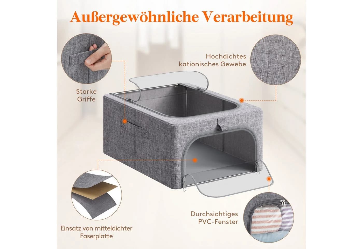 Lifewit Aufbewahrungsboxen Set 4 St. mit Klarsichtfenster & Griffe - Bild 3