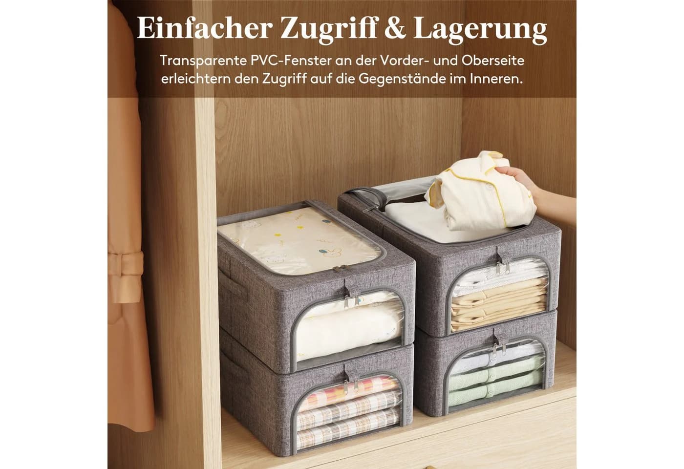 Lifewit Aufbewahrungsboxen Set 4 St. mit Klarsichtfenster & Griffe - Bild 4