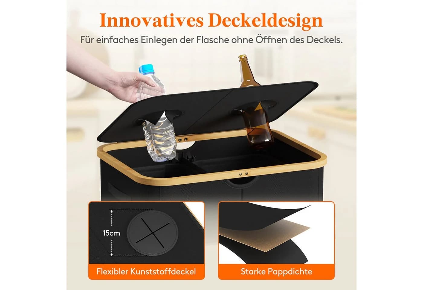 Lifewit Pfandflaschen Organizer mit Deckel 120L Schwarz - Bild 4