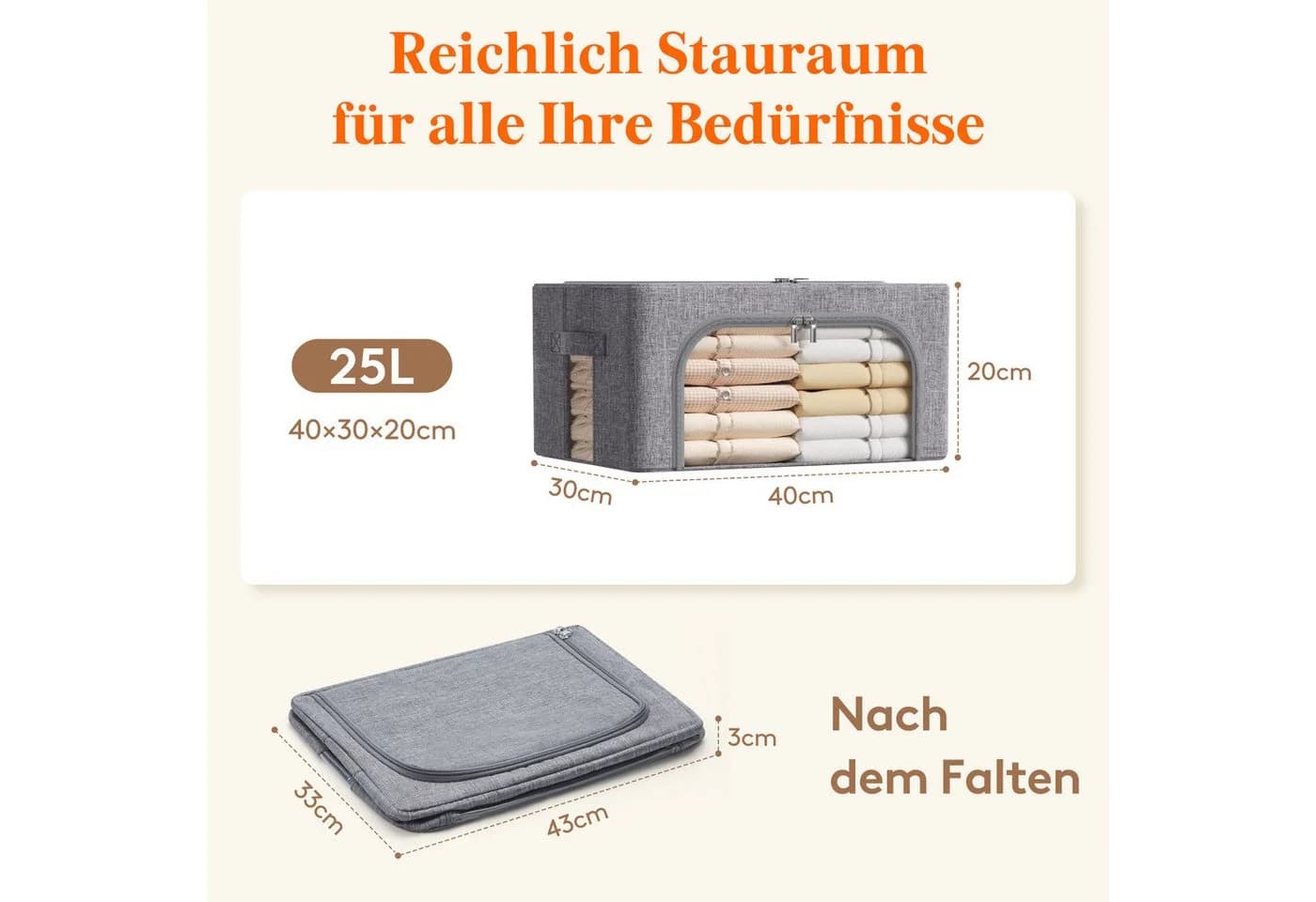 Lifewit Aufbewahrungsbox 25l Stoff Metallrahmen faltbar - Bild 4