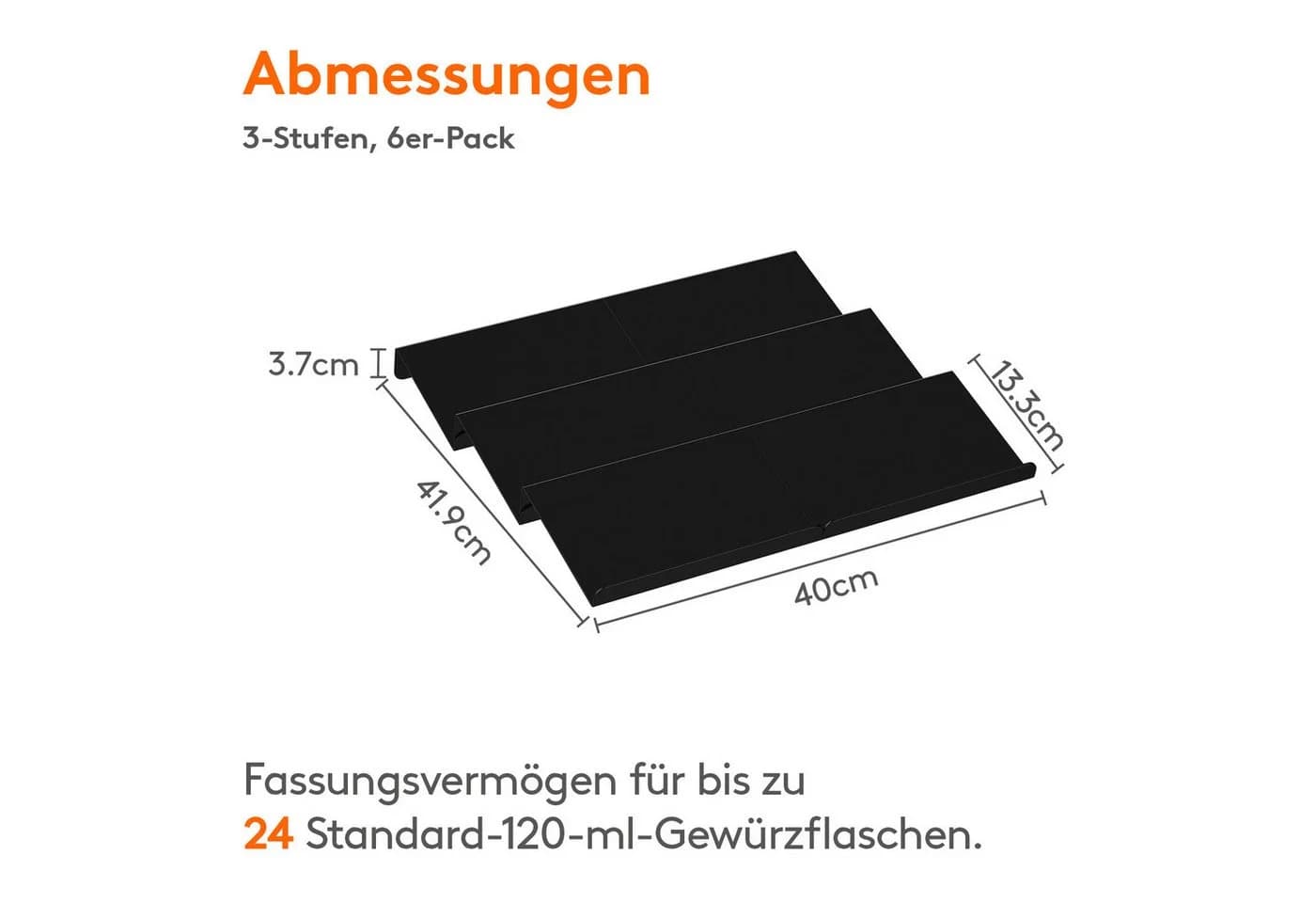 Lifewit Gewürzregal Gewürz Organizer Schublade, Abnehmbares Gewürzregal Schwarz