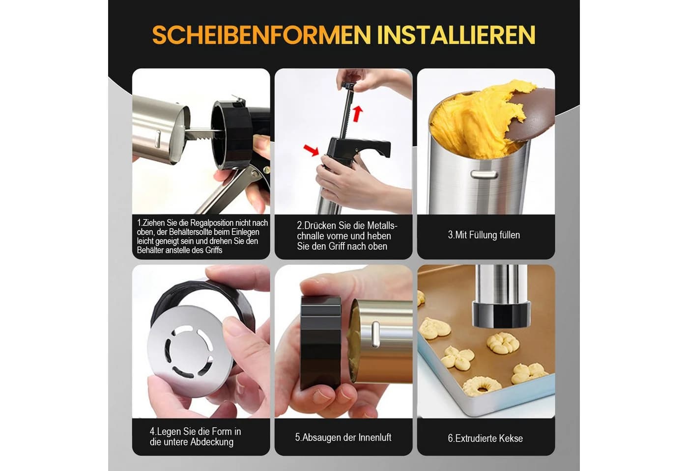 ANYSUN Gebäckpresse Set mit 20 Formen & 8 Spritztüllen - Bild 5