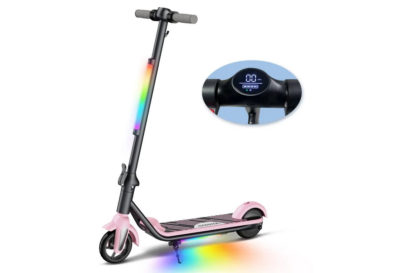 Fanttik Elektro-Kinderroller Kinder faltbarer E-Scooter Rosa LED-Beleuchtung - Bild 2