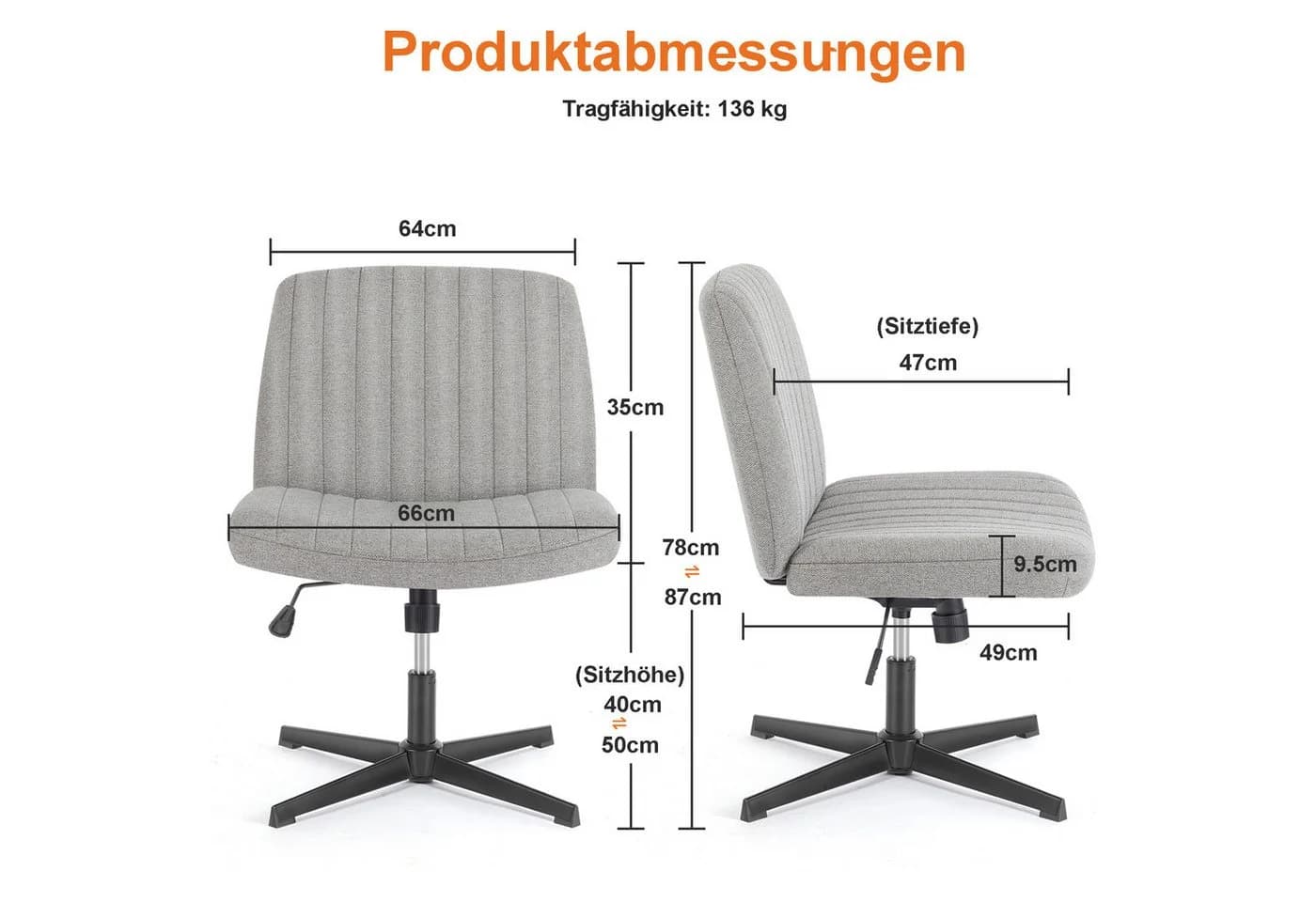 ANYSUN Bürostuhl Ergonomisch Grau Höhenverstellbar - Bild 3