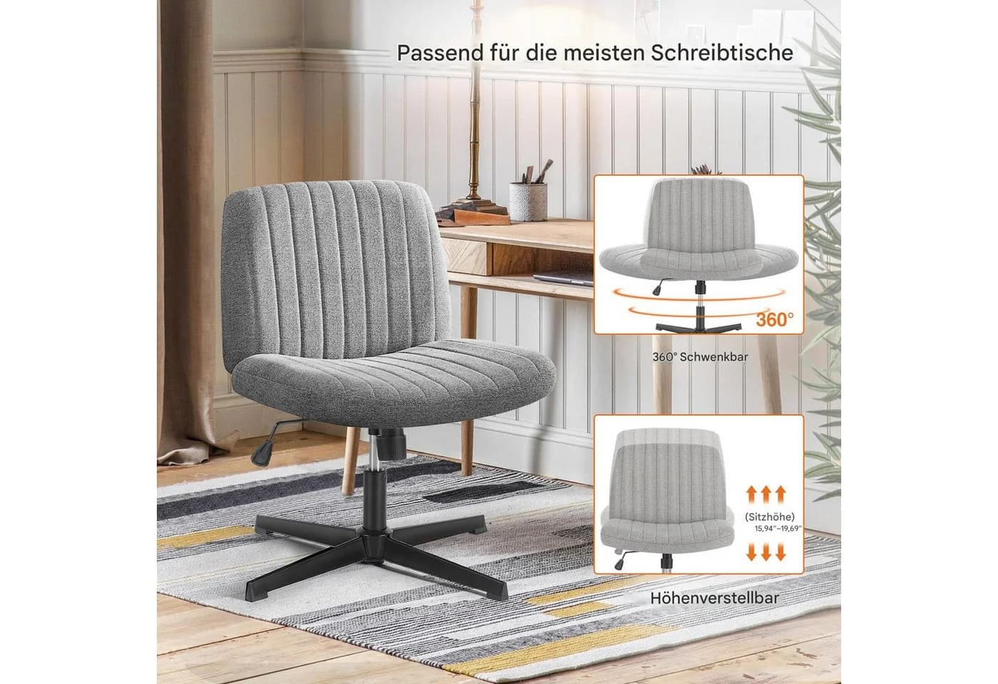 ANYSUN Bürostuhl Ergonomisch Grau Höhenverstellbar - Bild 4