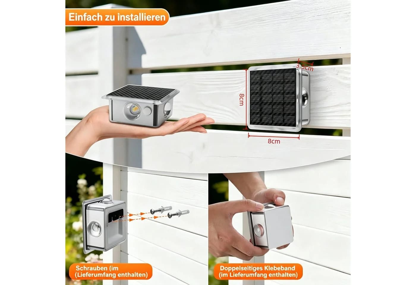 Vornix LED Außen-Wandleuchte Solar, Up and Down, 8 Farbmodi, IP66 Wasserdicht - Bild 3
