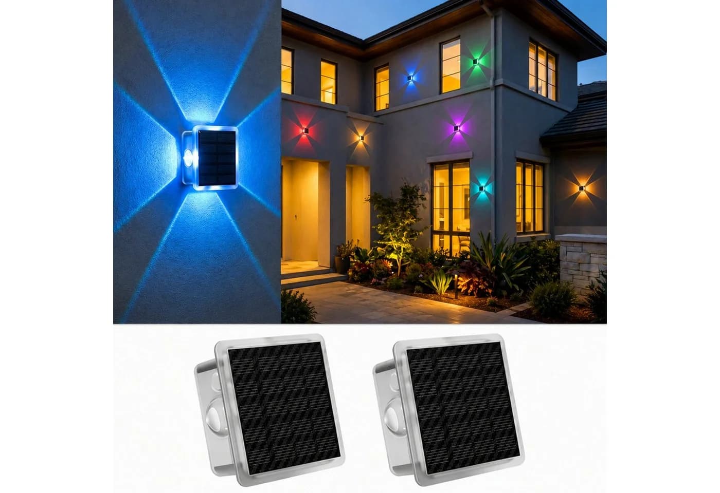 Vornix LED Außen-Wandleuchte Solar Up and Down IP66 Wasserdicht 8 Farbmodi - Bild 2