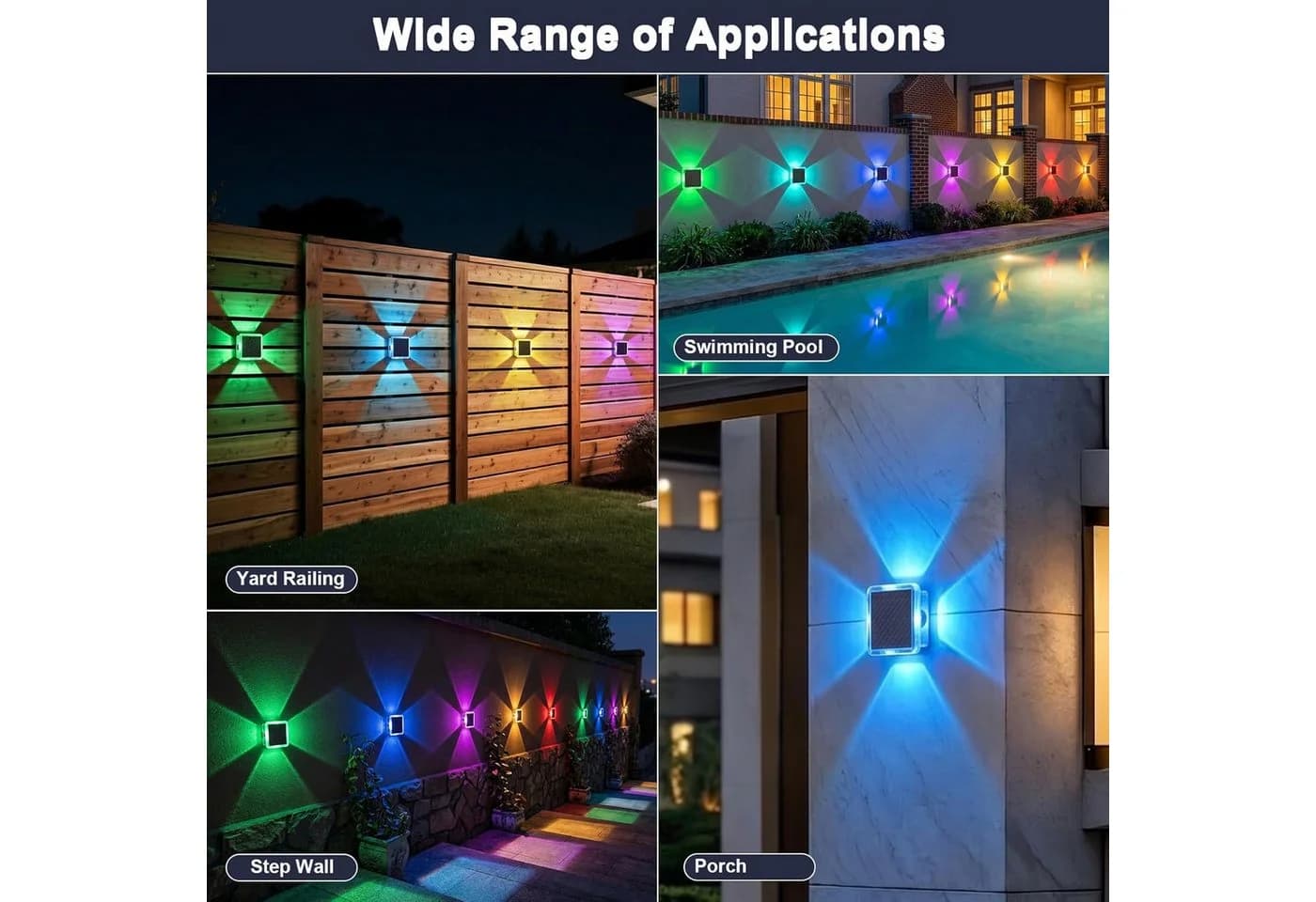 Vornix LED Außen-Wandleuchte Solar Up and Down IP66 Wasserdicht 8 Farbmodi - Bild 3