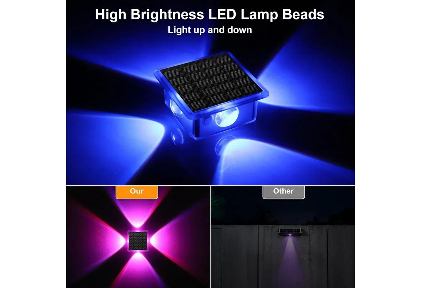 Vornix LED Außen-Wandleuchte Solar Up and Down IP66 Wasserdicht 8 Farbmodi - Bild 5