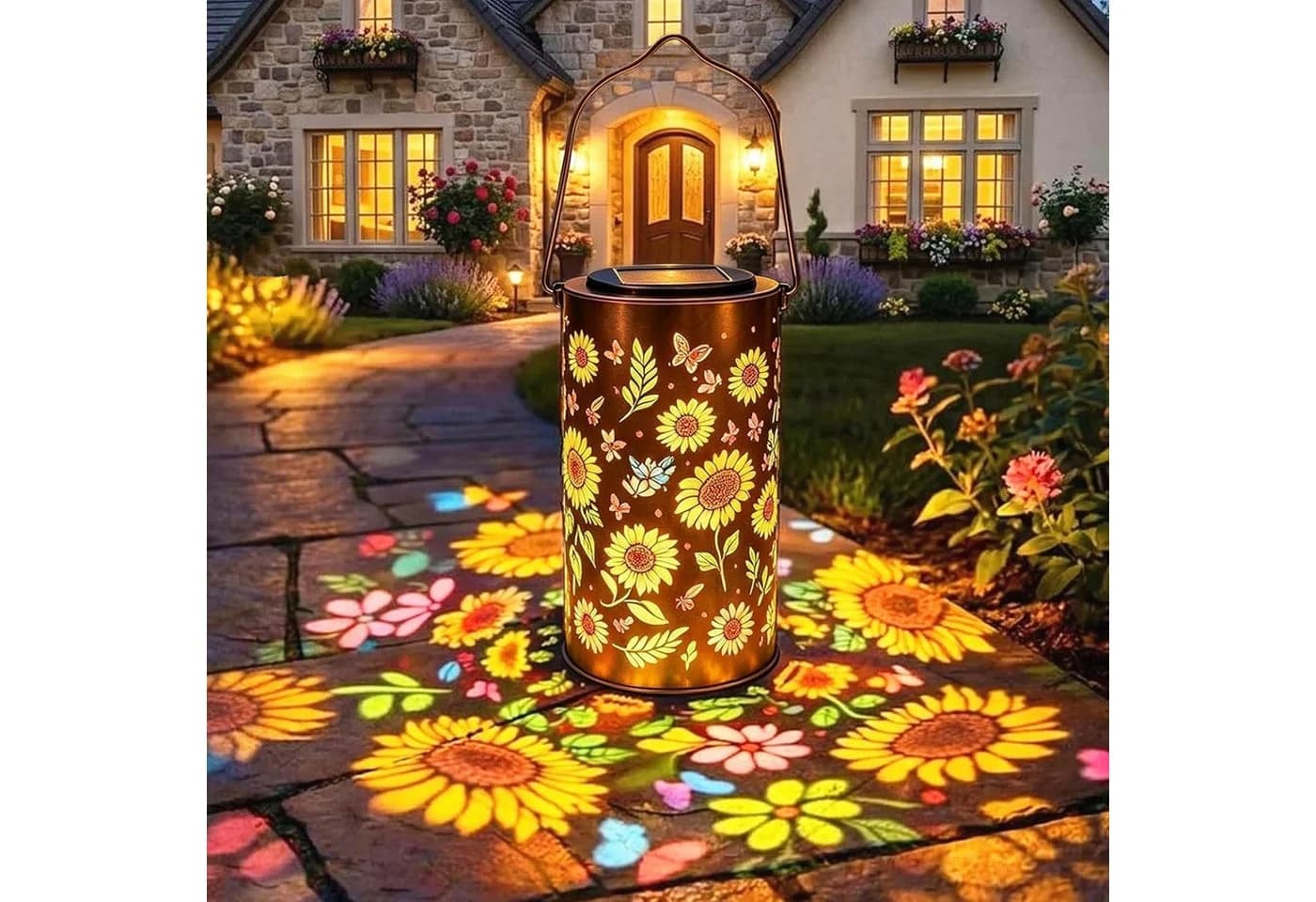 ibettertec LED Solarlaterne Hängend Metall Kupferfarbe IP65 Wasserdicht - Bild 2