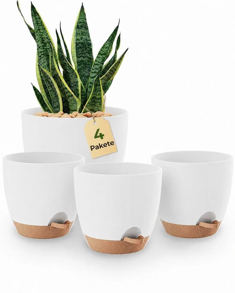 ibettertec Pflanzkübel Übertopf 16.5 cm Weiß 4er-Pack Selbstbewässerung - Bild 2