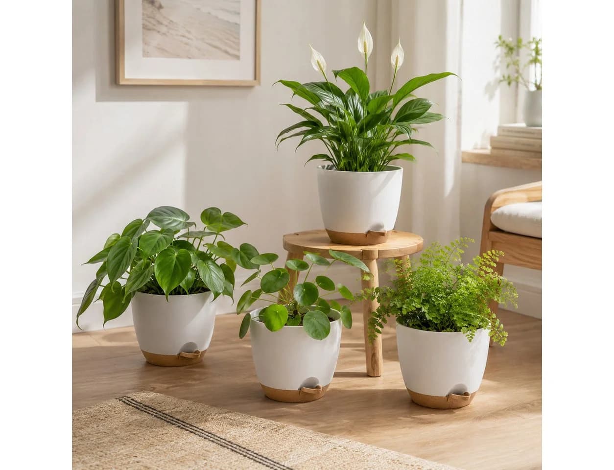 ibettertec Pflanzkübel Übertopf 16.5 cm Weiß 4er-Pack Selbstbewässerung - Bild 4
