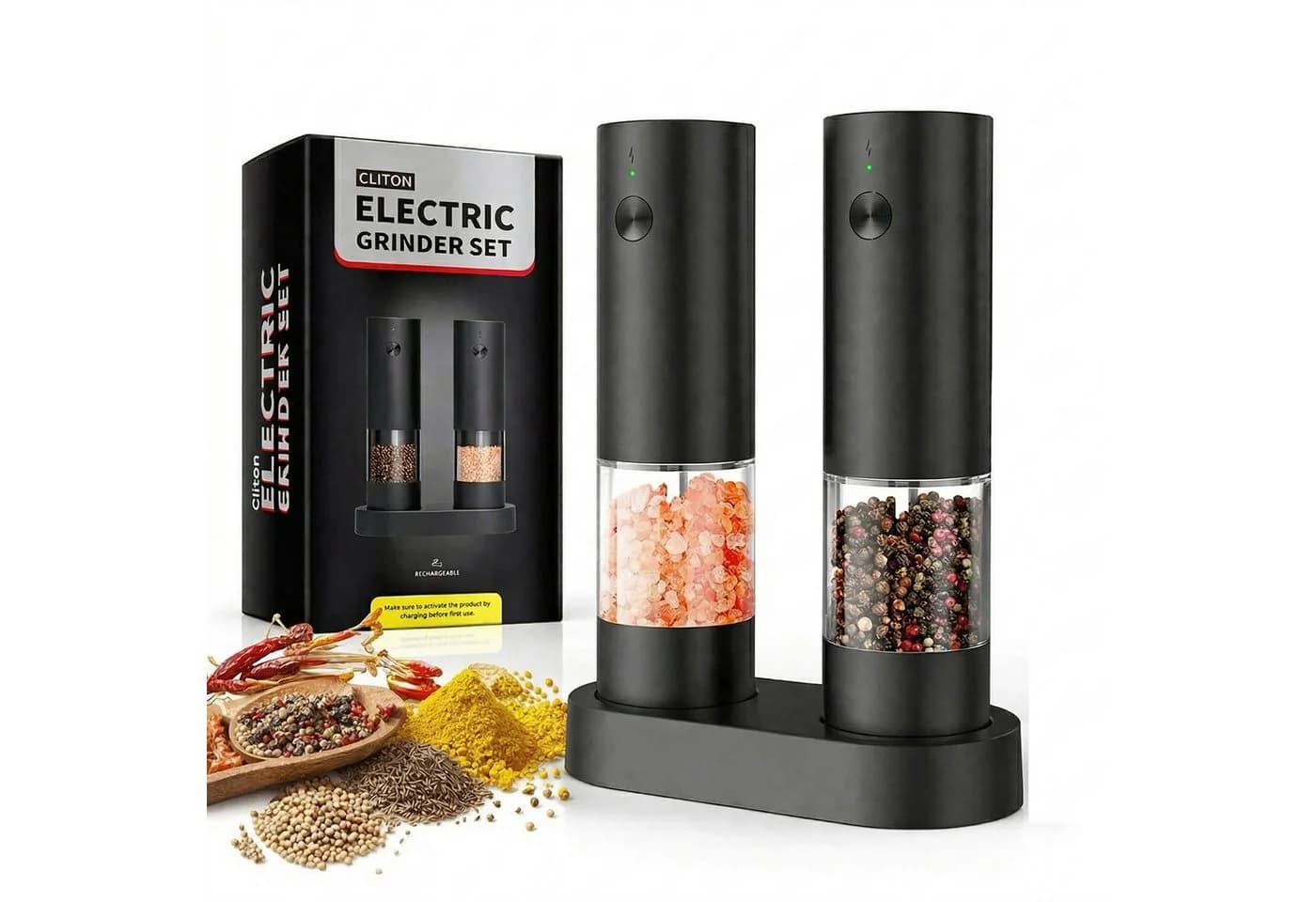 Forrlite Elektrische Pfeffermühle 2er-Set mit Ladestation - Bild 2