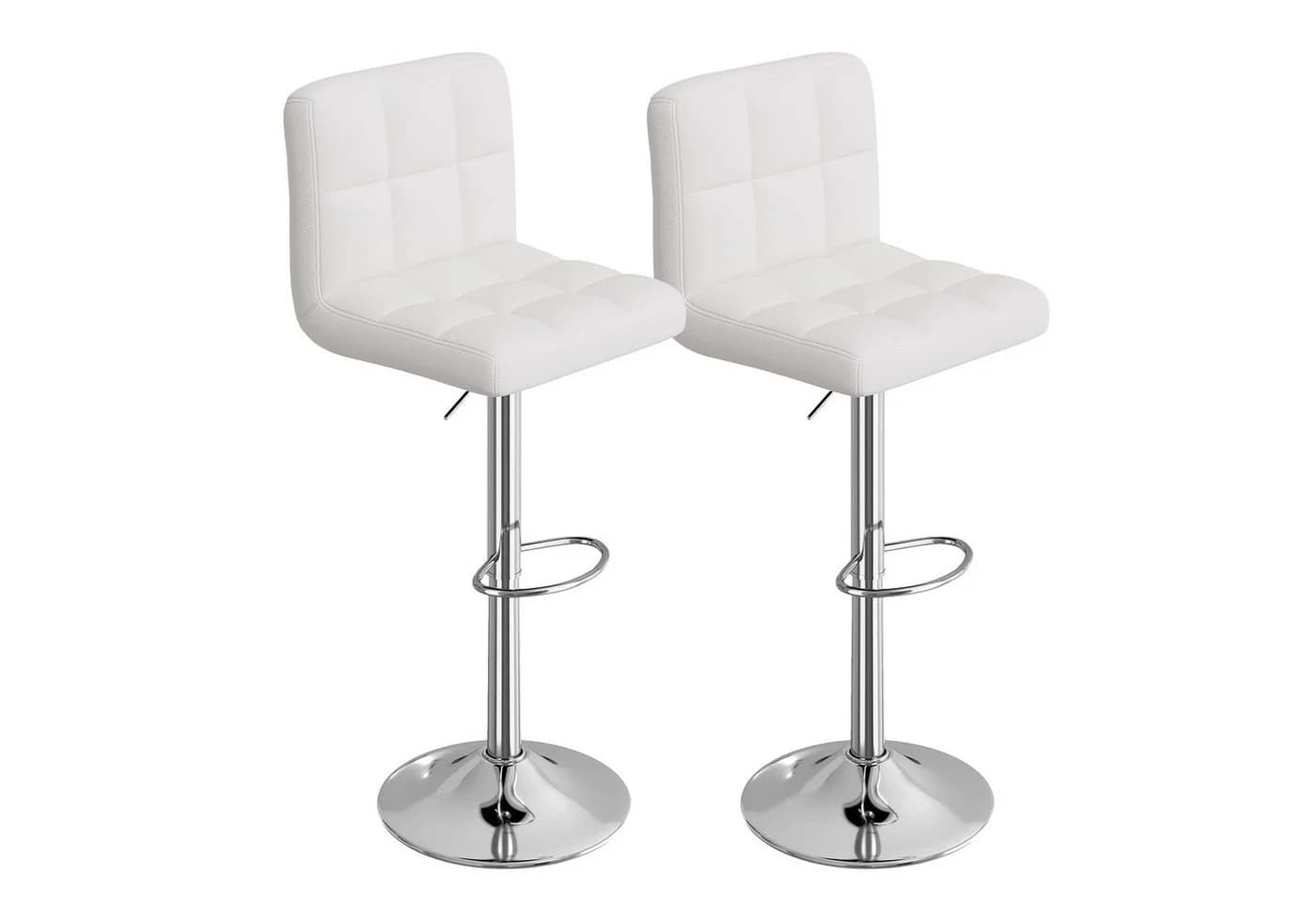 HawthyHome Barhocker Bistrohocker 2er Set Weiß Kunstleder - Bild 2