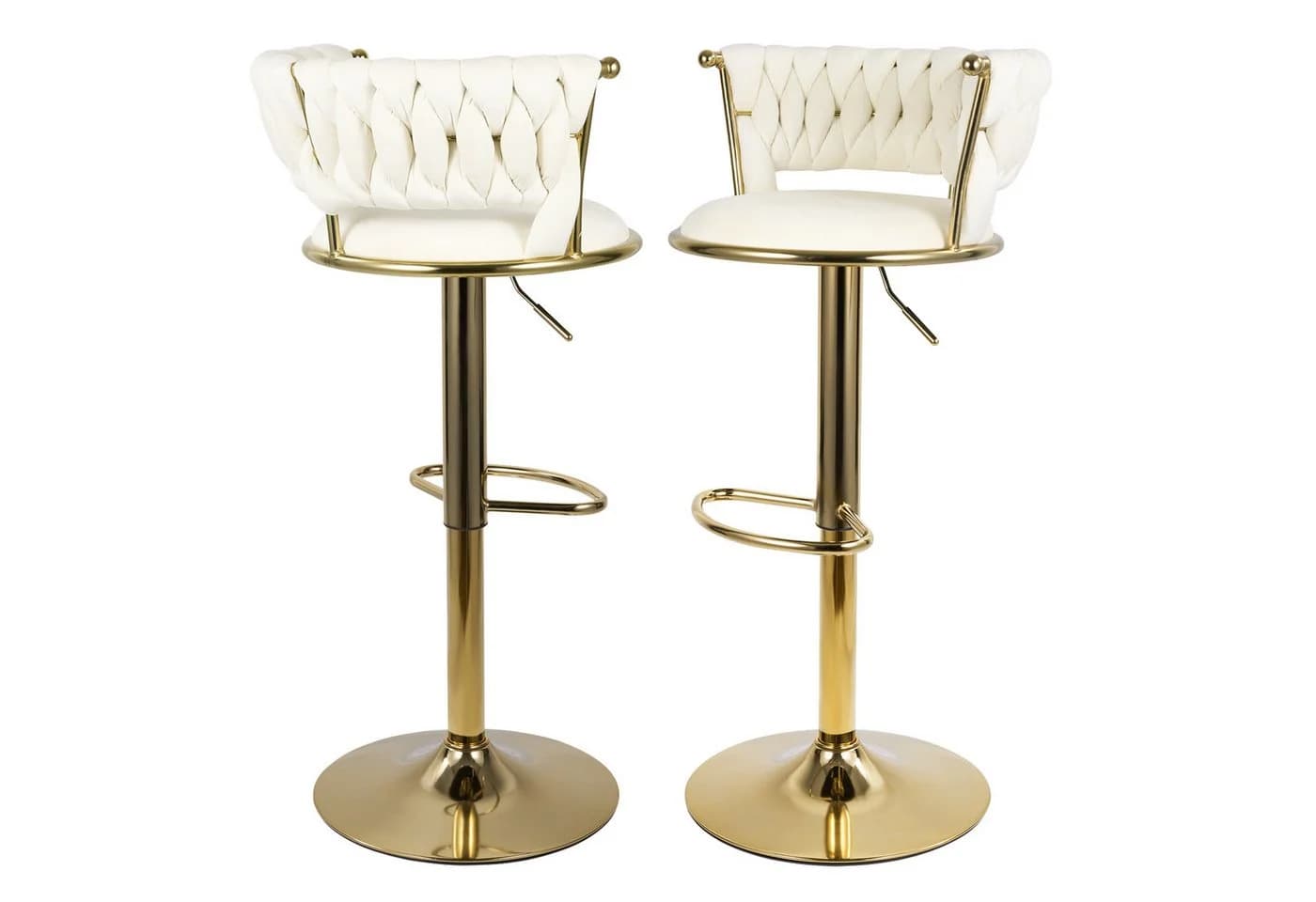 HawthyHome Barhocker mit Rückenlehne und Fußstütze Beige Gold - Bild 2