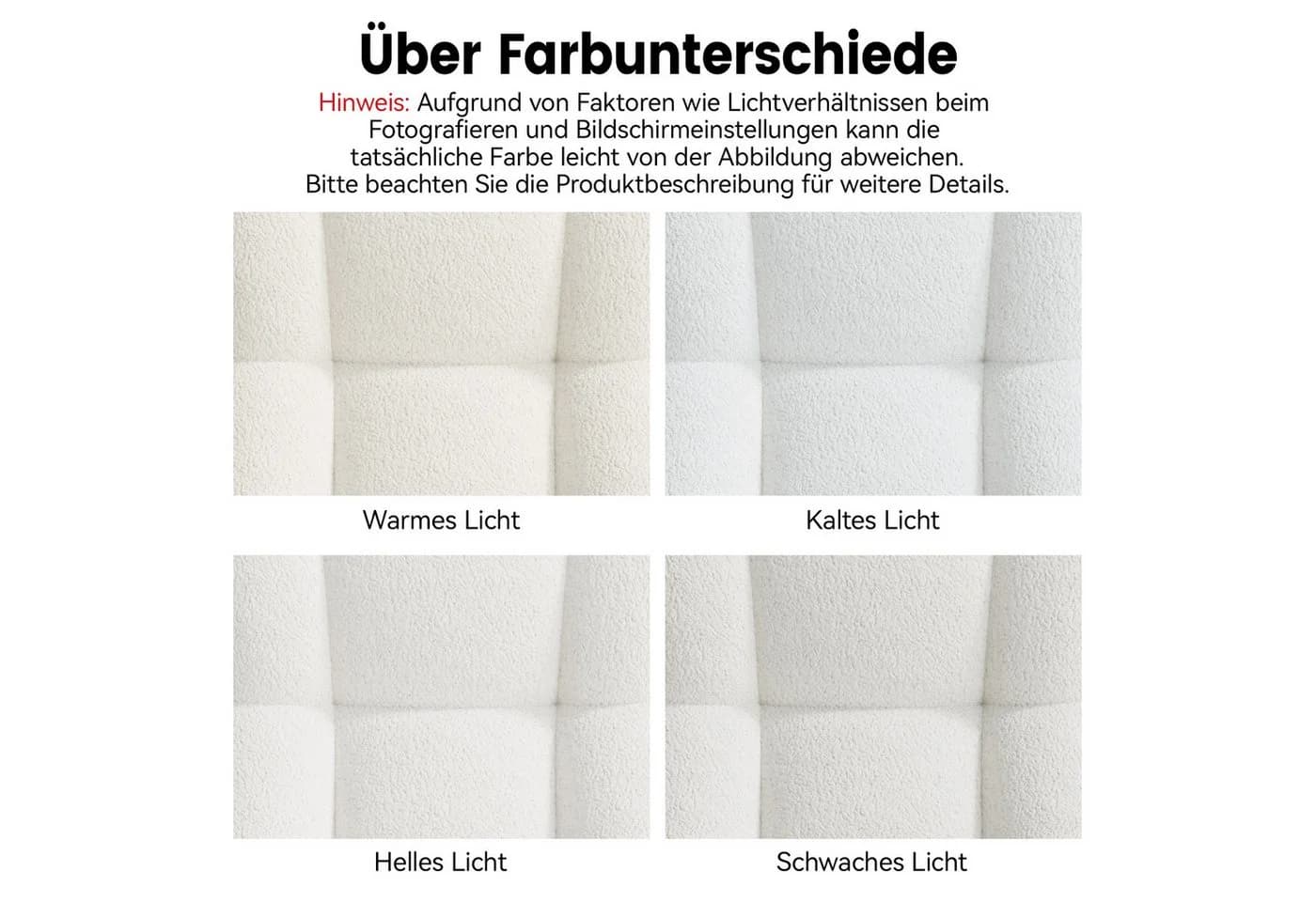HawthyHome Bürostuhl Teddy-Fleece Cremeweiß mit Fußstütze - Bild 5
