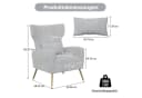 HawthyHome Ohrensessel Moderner Loungesessel Grau Samtbezug Bild 1