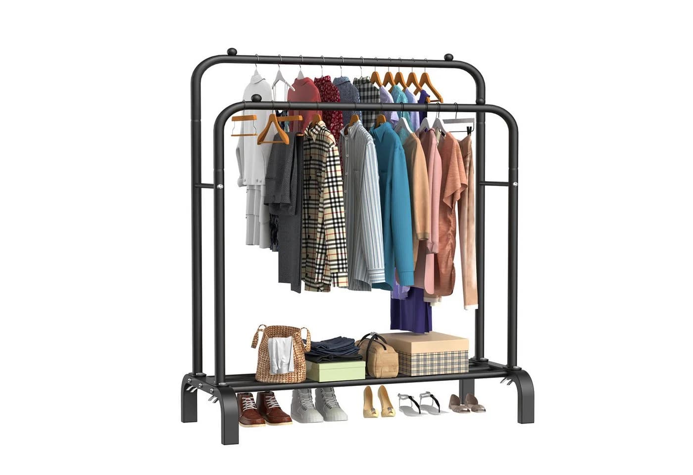 loefme Kleiderständer 3-in-1 Garderobenständer Metall Schwarz - Bild 2