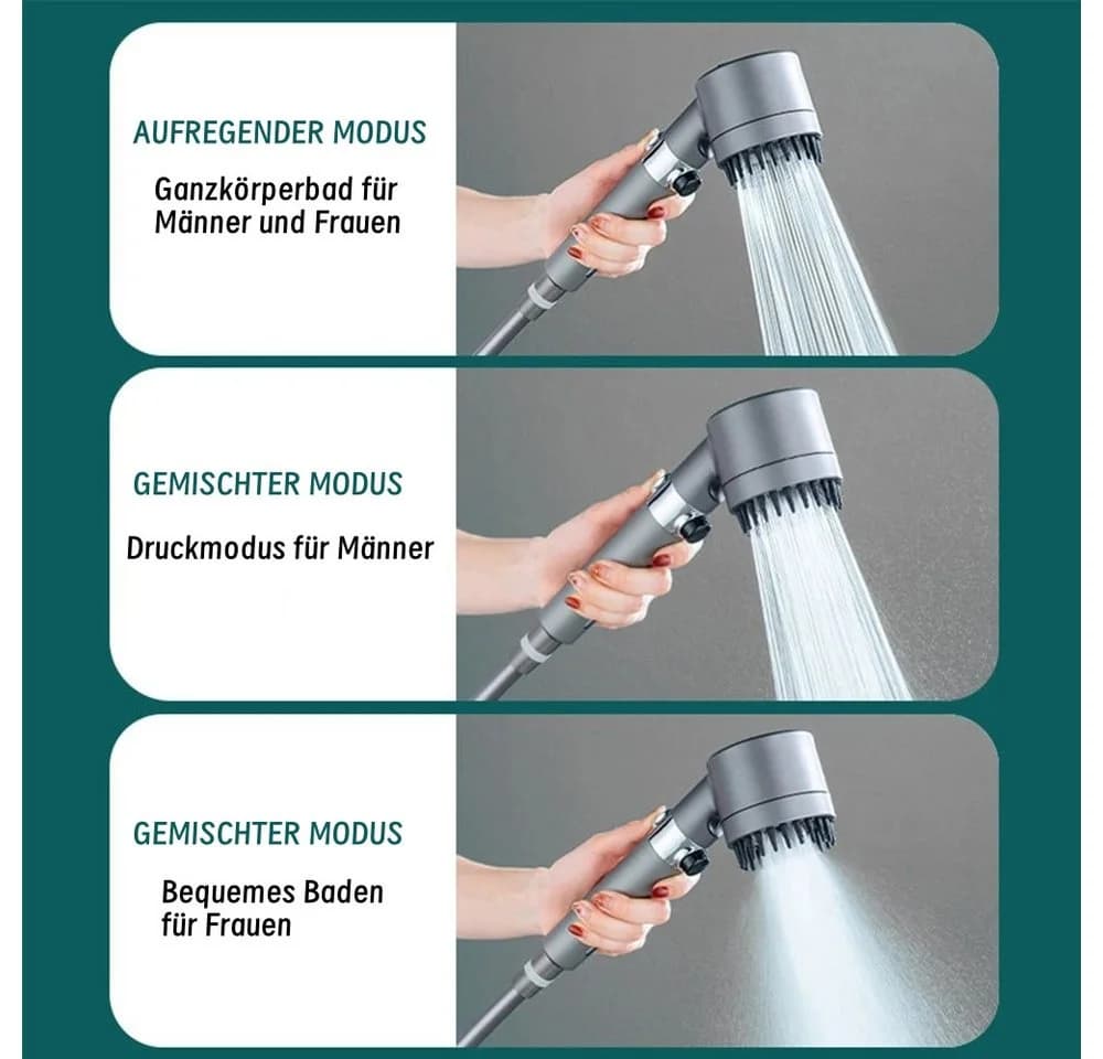 Fanttik Regenduschkopf Massage Spa Handbrause 3 Modi Hochdruck Wassersparen - Bild 5
