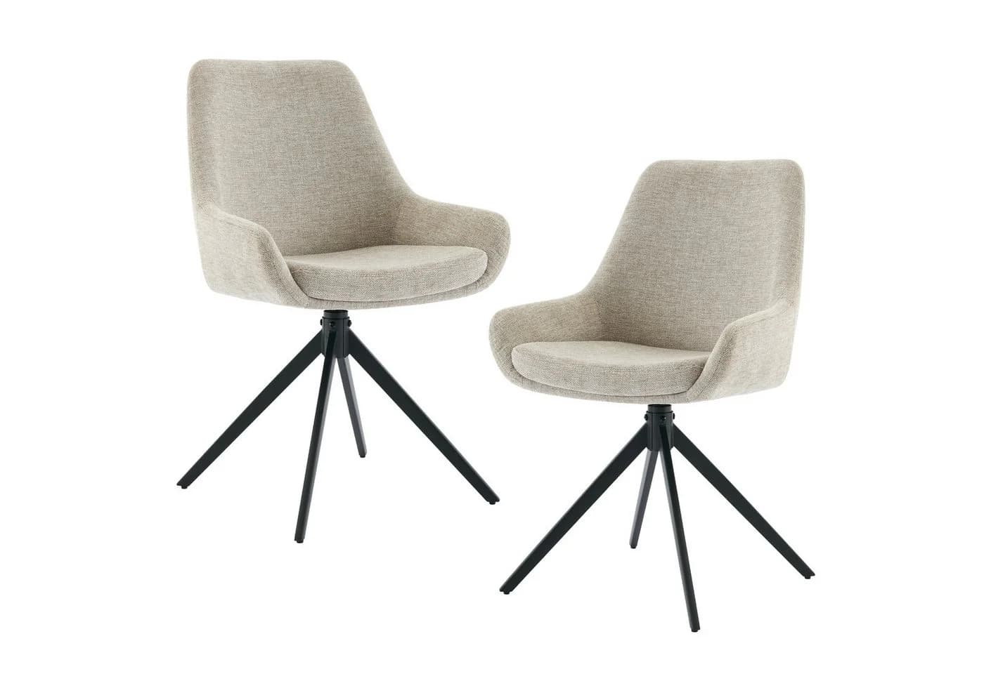 AISALL Polsterstuhl modern drehbar ohne Armlehnen Beige/Braun/Grün - Bild 2