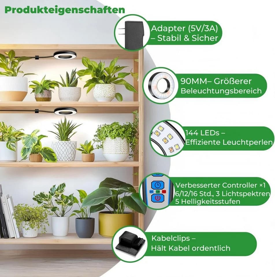 Futicare LED Pflanzenlampe Vollspektrum 144 LEDs mit Timer - Bild 4