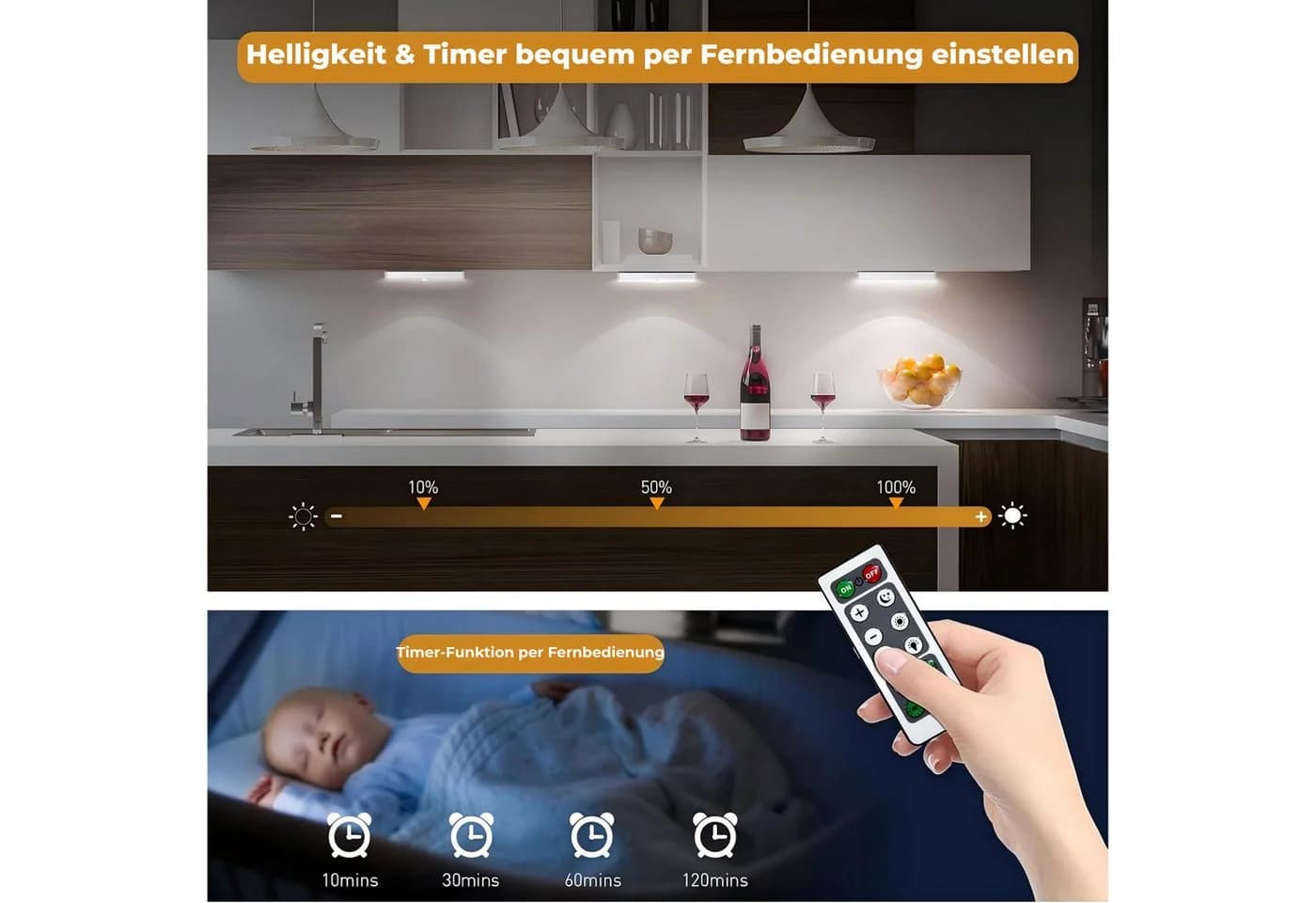 Futicare LED Unterbauleuchte 3er Set mit Ladestation - Bild 3