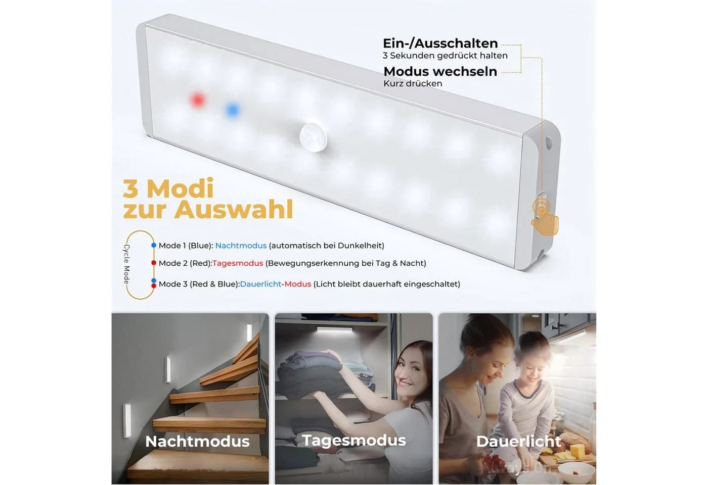 Futicare LED Unterbauleuchte 3er Set mit Ladestation - Bild 4